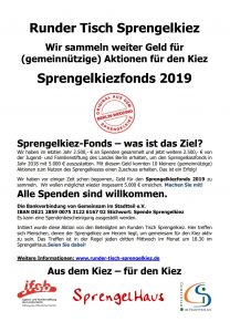 Spenden für Sprengelkiezfonds 2019 - Flyer